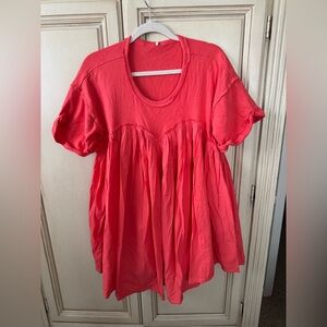 Free People Coral Babydoll Short Sleeve Tunic
